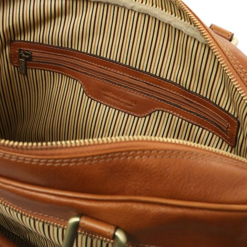 Pisa - Leather laptop briefcase with front pocket